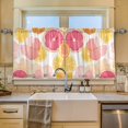thumbnail image 2 of Yayeee Kitchen Curtains Tier Set of 2 Light Filtering 57"x24" Over Sink Window Panels, Pink Floral Orange, 2 of 7