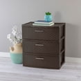 thumbnail image 4 of Sterilite Wide 3 Drawer Weave Tower, Plastic Vertical Storage Organizer, Espresso, 4 of 7