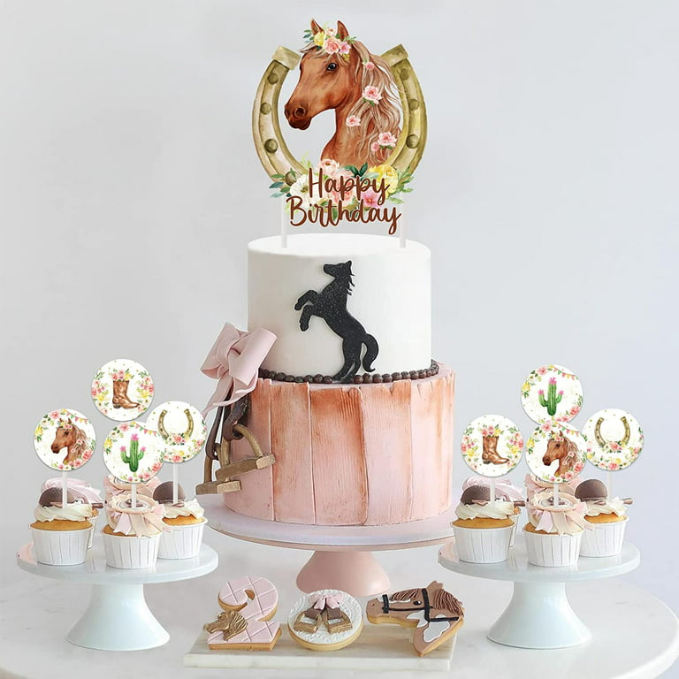 25Pcs Horse Cake Toppers Girls Birthday Party Decorations, Western ...