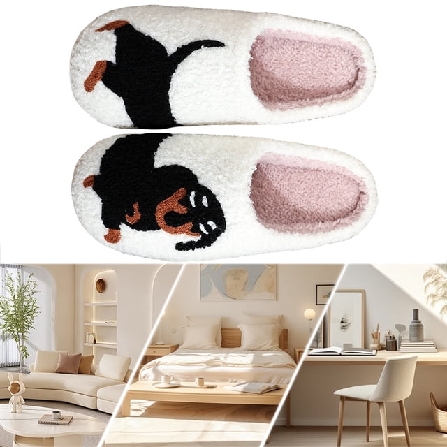 Pantuflas Con Punta Cerrada Felpa Perro Salchicha Lindas para Interior Y Exterior