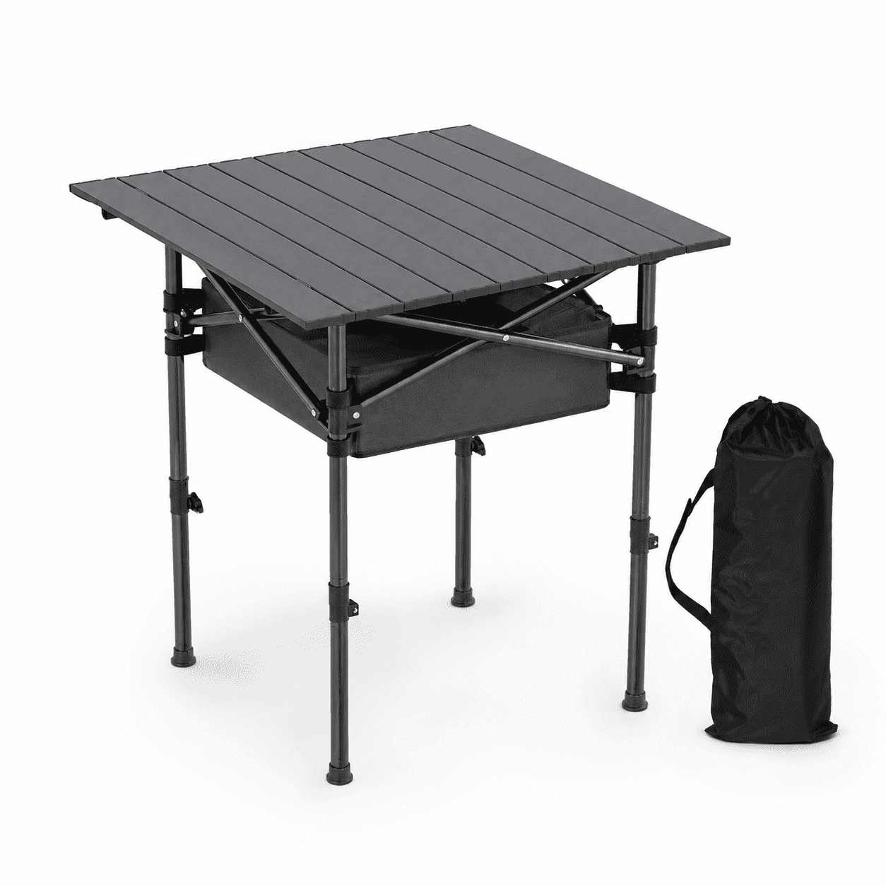 Ktaxon 47in Portable Folding Camping Table, Carbon Steel, Black