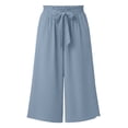 thumbnail image 6 of Audhol Gaucho Pants for Women Pants for Women Elastic Waisted Wide Leg Pants Casual Trousers with Pockets Trendy Loose for Work Wide Leg Capri Pants for Women Light Blue L, 6 of 6