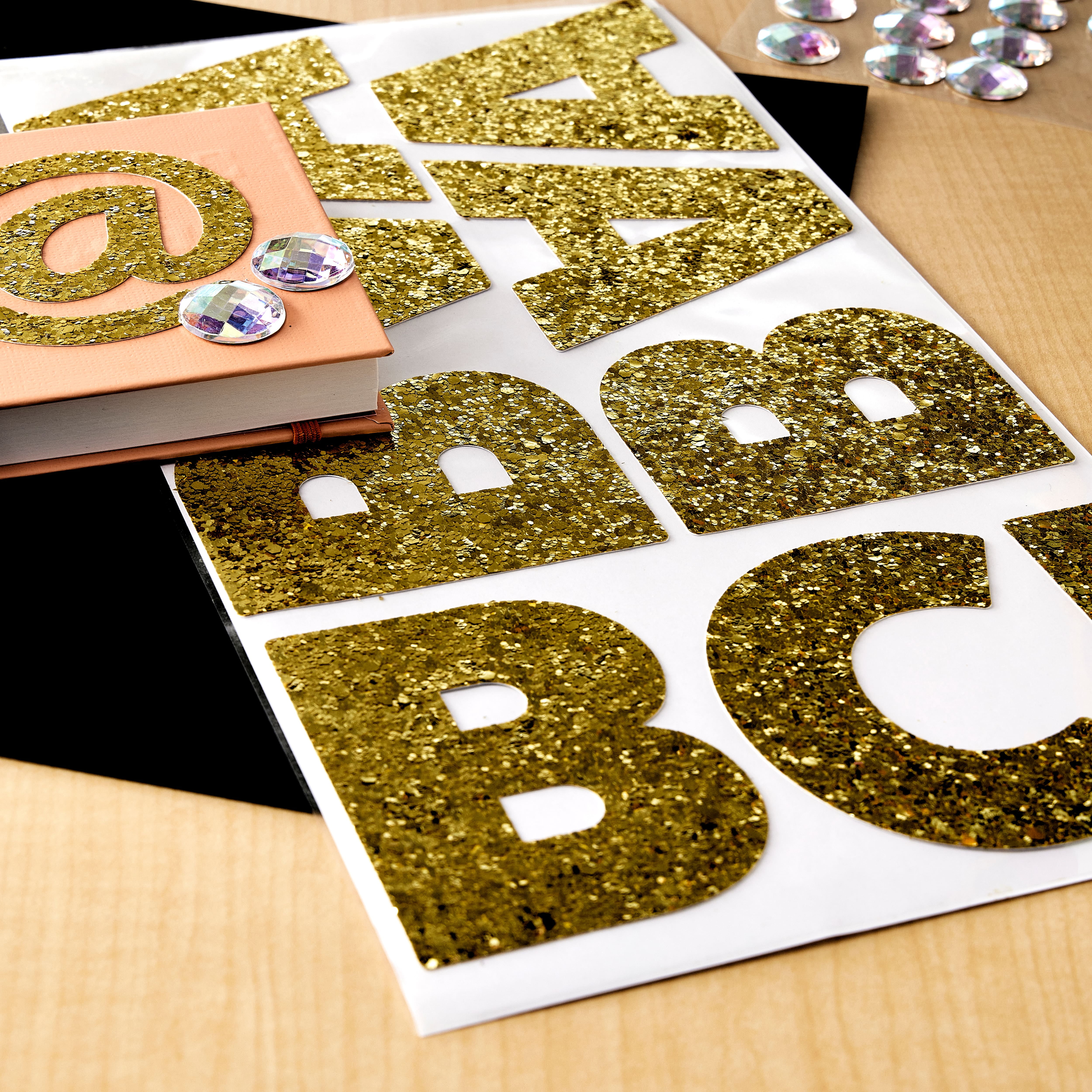 Recollections Gold Chunky Glitter Alphabet Stickers, 12 Pack