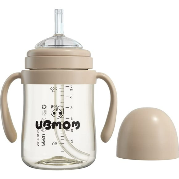 Ubmom No-Spill Backflow Prevention Sippy Cup With Straw Ppsu Learner Cup With Handle For Baby And Toddlers Bpa Free 676Oz (Chocolate)