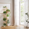 thumbnail image 2 of Soporte para plantas ROSSNY de 6 niveles y 7 macetas de bambú para interiores, 2 of 7