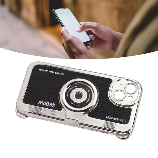 Vintage Camera Soft Silicone IOS Case for IOS 7 Plus / 8 Plus, 3D Design, Shockproof Protective Case Cover with Lanyard, Black