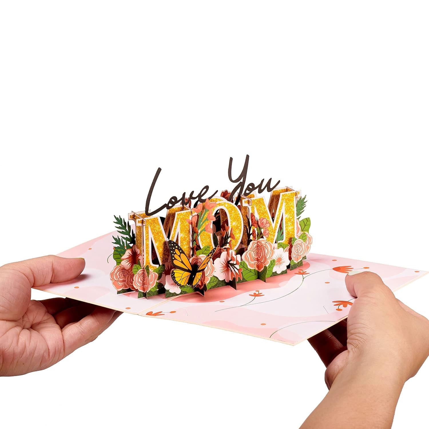 Best MOM Mother's Day greeting card, butterfly flower 3D greeting card, birthday gift card for mom