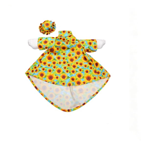 23‑inch Floral Outfit Porch Goose Statue,Bright Sunflower Pattern Soft Cloth Dress with Matching Ruffled Hat,Outdoor Patio Seasonal Display Decor