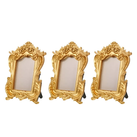 LAMIRO 5 in x 7 in Gold Decorative Holder Vintage Picture Frames 3 Pieces