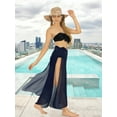 thumbnail image 4 of LA LEELA Women's Semi Sheer Sarong Swimsuit Cover Up Summer Bikini Wrap Maxi Skirt Bikini Cover-Ups M Navy, Plain, 4 of 5