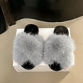 thumbnail image 6 of CHUMUD Women's Faux Fox Fur Slippers - Plush Open-Toe Mules with Cushioned Non-Slip Sole, Cozy Winter Slides, 6 of 9