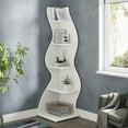 thumbnail image 2 of Corner Shelf, Modern Wall Corner Bookshelf, Stylish Corner Small Bookcase Storage Rack Plant Stand with Unique Shape for Living Room, Home Office (, PC), 2 of 9
