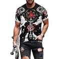 thumbnail image 3 of Nordic ancient warriors Viking 3D digital printing T-shirt summer men's fun pattern T-shirt polyester fabric loose large size fashion trend cool rock style top, 3 of 5