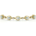 thumbnail image 3 of Gem Stone King 18K Yellow Gold Plated Silver Simulated White Opal and Moissanite Tennis Bracelet for Women | 5.00 Cttw | Gemstone October Birthstone | Oval Cabochon 7X5MM | Fully Adjustable 10 inch, 3 of 6