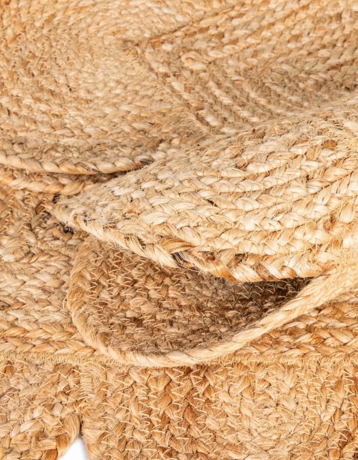 3 Ft Square Natural Jute Premium Scalloped Jute Rug – Handcrafted Natural Braided Carpet for Living Room, Bedroom, Entryway – Boho Home Decor