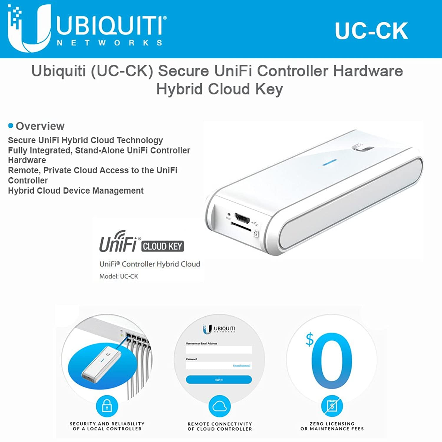 UBNT Networks Ubiquiti (UCCK) Secure UniFi Controller Hybrid Cloud Key