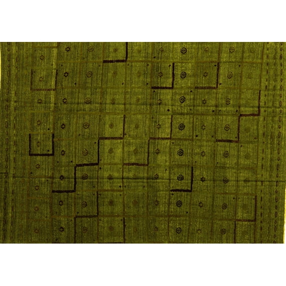 Ahgly Company Indoor Rectangle Abstract Yellow Modern Area Rugs, 5' x 8'