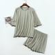 thumbnail image 5 of Pijama de manga tres cuartos para Mujer, traje de pantalón corto, ropa de casa, ropa de dormir informal, conjunto de verano, 5 of 5