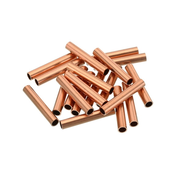 Uxcell 13/64" OD x 0.5mm Wall Thickness x 30mm Length 99.9% Copper Tube, 20Pcs T2 Pure Copper Seamless Round Pipe Tube