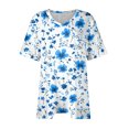 thumbnail image 4 of Pisexur Hauts pour Femmes, Hauts d'Été pour Femmes, Hauts Grande Taille pour Femmes, Hauts pour Dames Mode Été Sexy Imprimé Manches Courtes Col Rond Multicolore, 3TG, 4 of 7