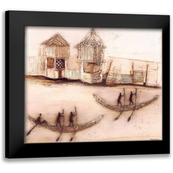 Jan, Eelse Noordhuis 14x12 Black Modern Framed Museum Art Print Titled - Boats on river I