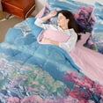 thumbnail image 5 of Manfei Anime Fuji Bedding Comforter Set for Girls, Cherry Town King Bedding Sets, Pink Blue White, Pink Reversible7 Pieces, 5 of 6
