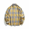 thumbnail image 5 of LNWUY Flannel Buffalo Plaid Shirts for Men Casual Vintage Button Down Lapel Neck Blouses 2025 Spring Summer Fashion Long Sleeve Tops Yellow XXL, 5 of 8