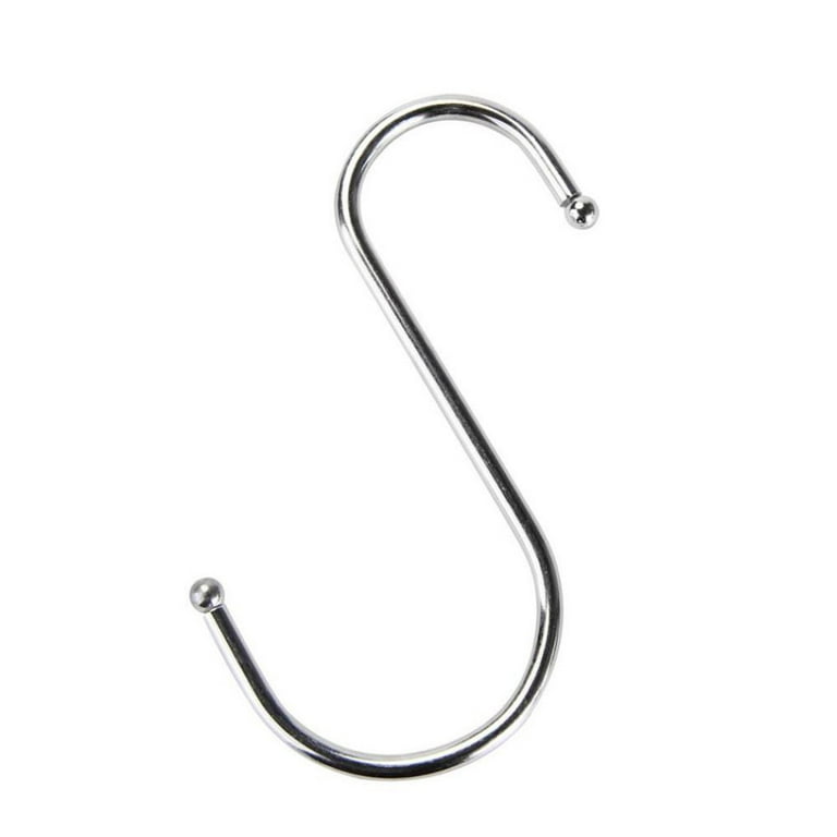 Stainless Steel S Hooks - 5 Pack, Heavy Duty Kitchen Pot & Pan Hangers, Closet Organizer Hooks for Clothes, Belts, Ties - Rustproof Metal Storage Hooks for Shelves, Racks - 100mm (4 Inch)