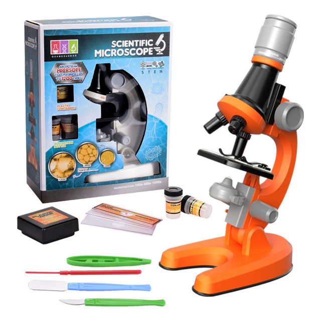 Estudiante Microscopio Ciencia Juguete Niños Escuela Naranja