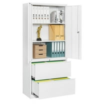MIIIKO File Cabinets for Home Office, Lateral File Cabinets with Lock,Steel Storage Cabinet with 2 Drawers and Doors for Hanging Files Letter/Legal/A4 Size Files