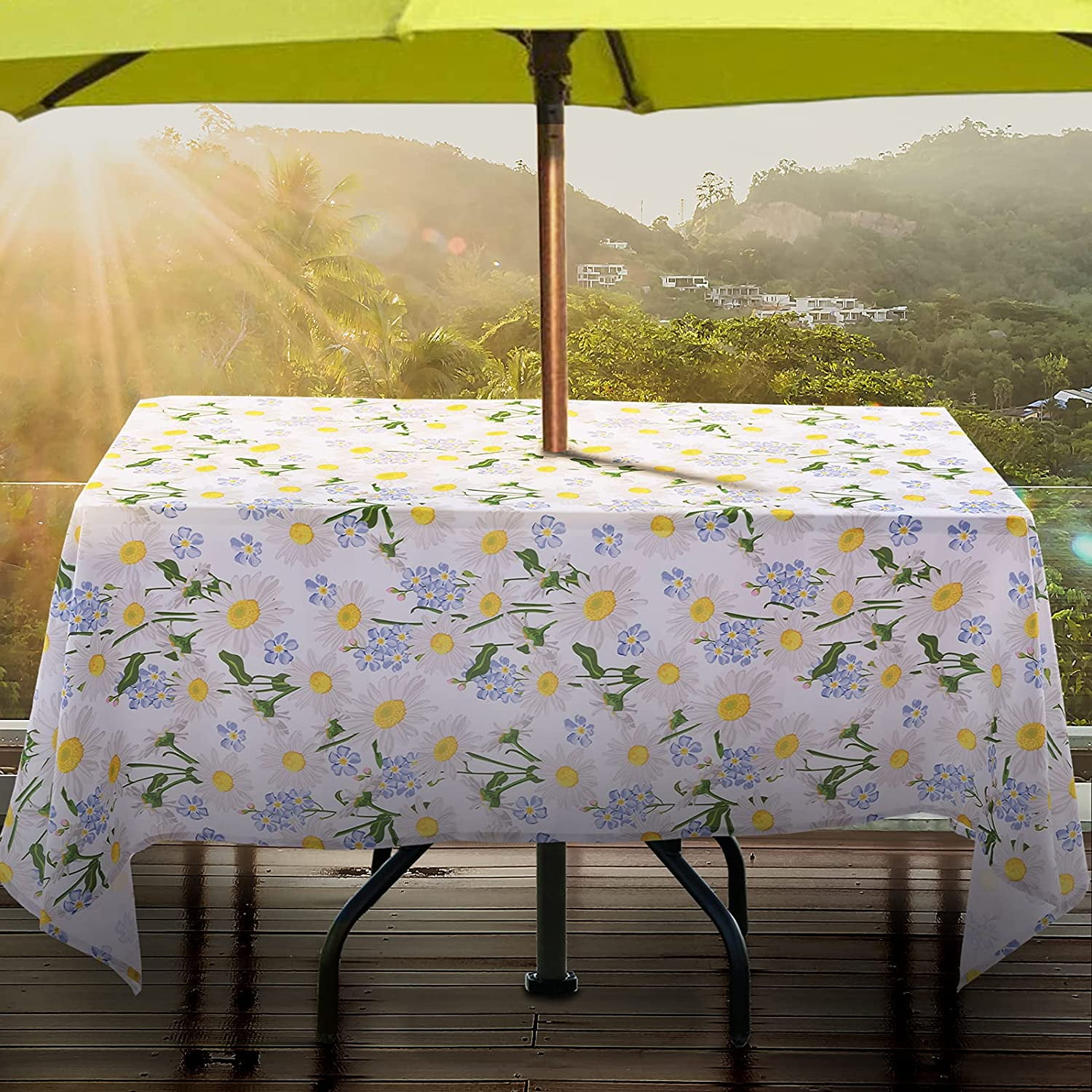 outdoor tablecloth with umbrella zipper