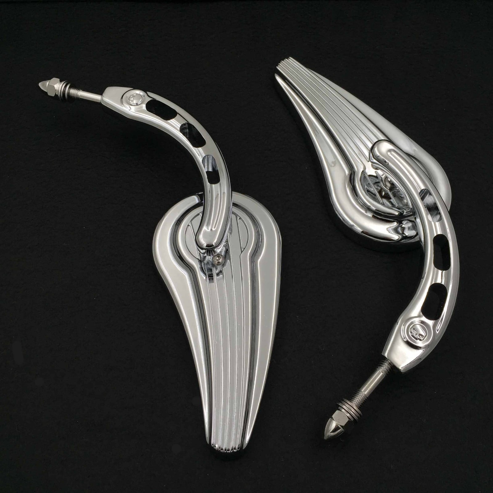 Chrome Raindrop Side Mirrors For Harley Heritage Softail Classic Deluxe Breakout 