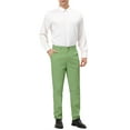 thumbnail image 2 of INSPIRE CHIC Men's Dress Trousers Solid Color Flat Front Skinny Business Pants Green 40, 2 of 6