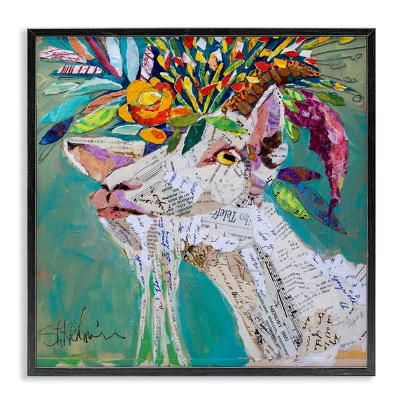 Stupell Industries Eclectic Abstract Floral Goat Black Framed Giclee Art, 12 x 12, by Elizabeth St. Hilaire