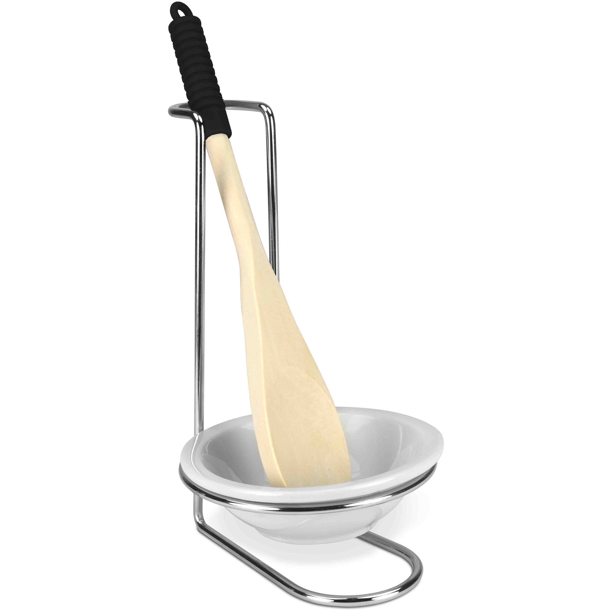 Home Basics Spoon Rest with Tray and Spoon, Chrome