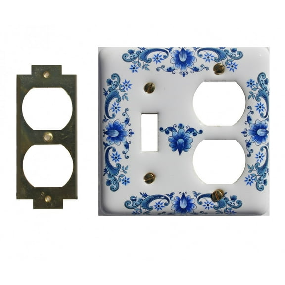 Vintage Switch Plate White Delft Porcelain Toggle/Outlet Renovators Supply
