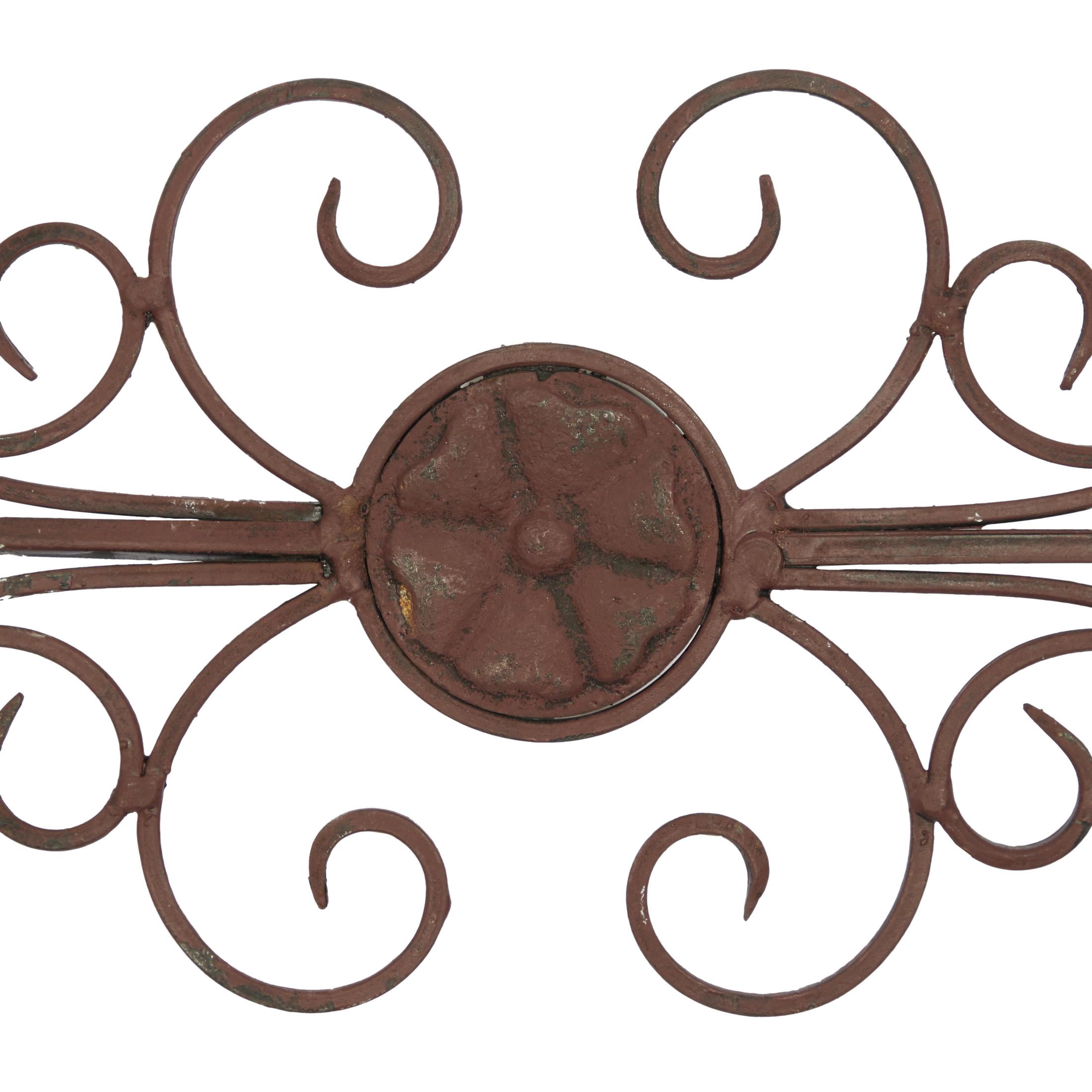 DecMode Brown Metal Long Slim Scroll Wall Decor