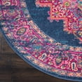 thumbnail image 1 of homeroots home decor 385257 8’ Round Blue and Pink Medallion Area Rug, 1 of 1