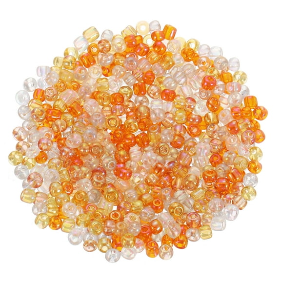 1600Pcs Glass Seed Beads, 4mm 6/0 Loose Mini Beads with Hole, Bulk Craft Spacer for Jewelry Making, Mixed Orange