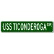 thumbnail image 1 of Letrero de calle de metal con el nombre del barco USS TICONDEROGA CVS 14, tamaño: 4 x 16 pulgadas, 1 of 4