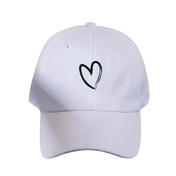 WQNVRNR Heart Print Baseball Cap- Curved Bill Adjustable Snapback Men & Women Sun Hat Outdoor Headwear White Size Free Size