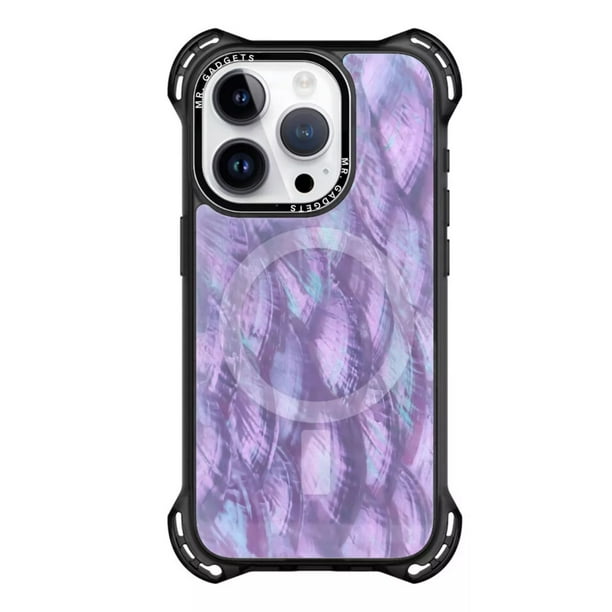 Funda Uso Rudo Ultra Bounce Concha Nácar Para Iphone 15 Concha morada Magsafe MR. GADGETS