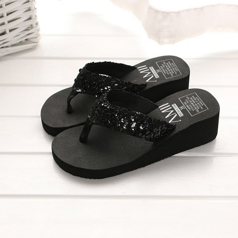 Black sequin on sale flip flops