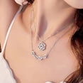 thumbnail image 4 of enjoywould Clavicle Chain Electroplating Rhinestone Two Ways Wearing Heart-shaped High Gloss Decorate Neck Ornament Transform Luxury Four Leaf Clover Pendant Necklace for Dating, 4 of 5