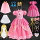 thumbnail image 2 of Vestido de princesa Peach para fiesta de cumpleaños de niñas, Vestido largo de encaje de manga abullonada rosa para baile de graduación, disfraz de Aurora para Halloween Fivean unisex, 2 of 2