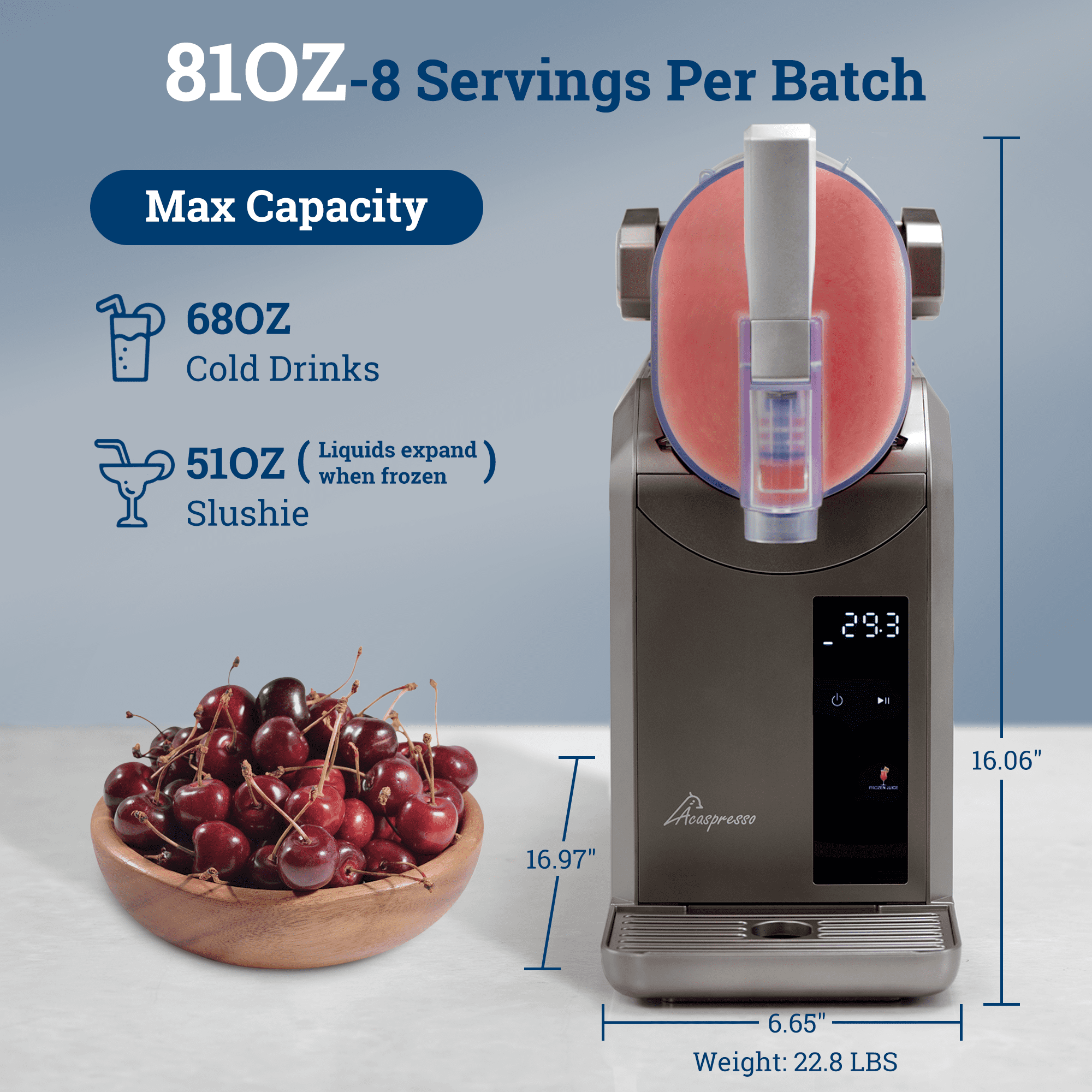 Slushie Machine for Home, 81oz Frozen Drink Machine with 6 Preset Programs, 6 Hours Timer for Margarita, Slushie, Frappé and More, No Ice Needed, Easy To Use & Clean (Gunmetal)