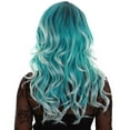thumbnail image 4 of Women's Teal Color Wavy Medium Length Trendy Aquatic Princess Wig, 4 of 9