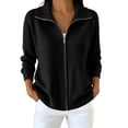 thumbnail image 2 of KICILVS Sweater Jacket for Women Full Zip Collared Ribbed Cuffs Knit Coat Plain Casual Fall Winter Trendy Outerwear, 2 of 5