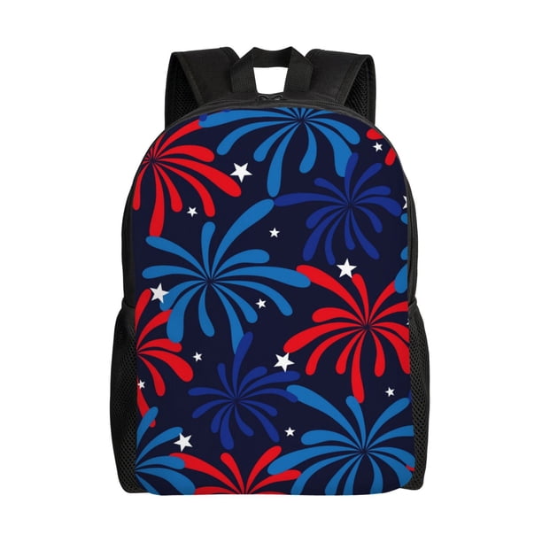 Fotbe Red White Blue Fireworks Mochila de Viaje para Laptop, Mochila Ejecutiva Delgada y Resistente 15.6"