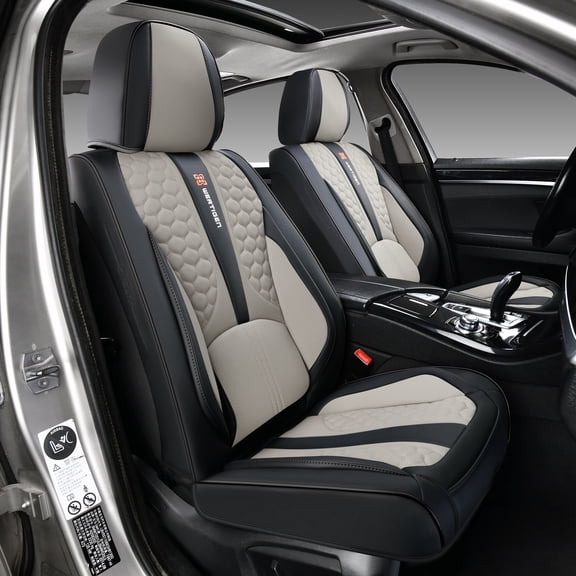 Fit for Cadillac Srx 2010, Premium Leather Full Set of 5 Seats Anti-Slip Beautify Interior, Black and Gray Car Seat Covers, Upgrade the Car's Interior